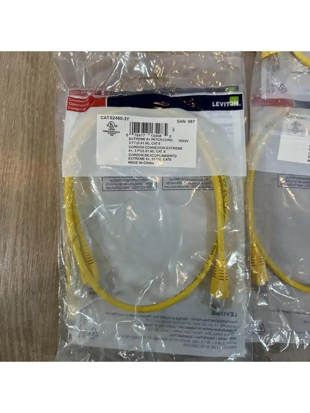 Lot Of 4 PcLeviton Yellow Cat 6+ Extreme Ethernet Patch Cord Cable 3 Ft 62460-3Y